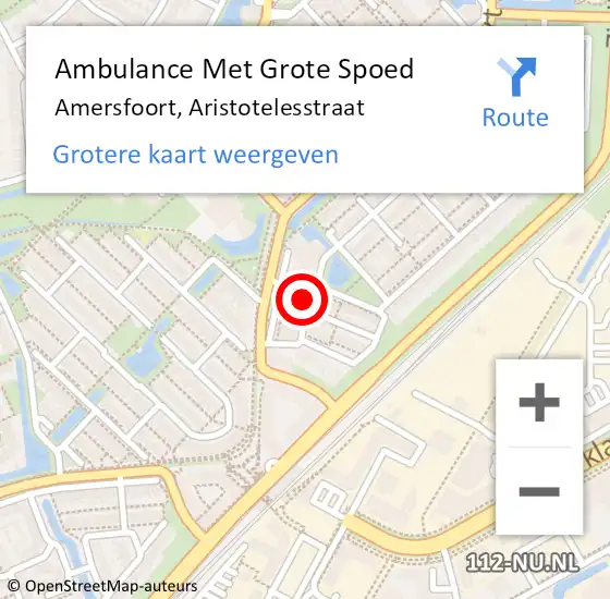 Locatie op kaart van de 112 melding: Ambulance Met Grote Spoed Naar Amersfoort, Aristotelesstraat op 20 december 2017 11:38