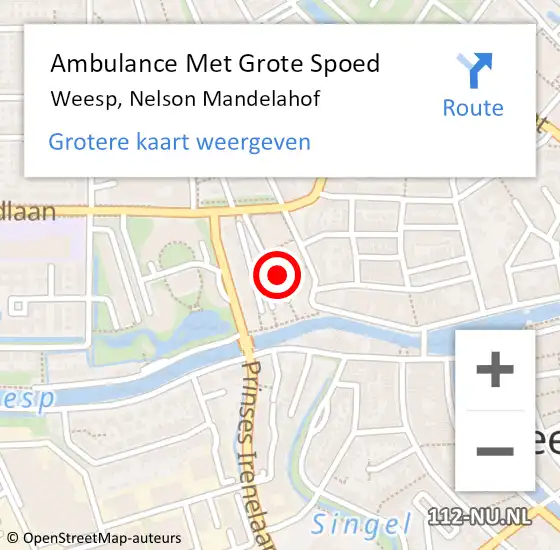 Locatie op kaart van de 112 melding: Ambulance Met Grote Spoed Naar Weesp, Nelson Mandelahof op 20 december 2017 11:57