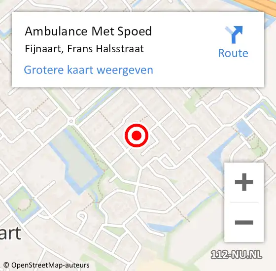 Locatie op kaart van de 112 melding: Ambulance Met Spoed Naar Fijnaart, Frans Halsstraat op 20 december 2017 12:06