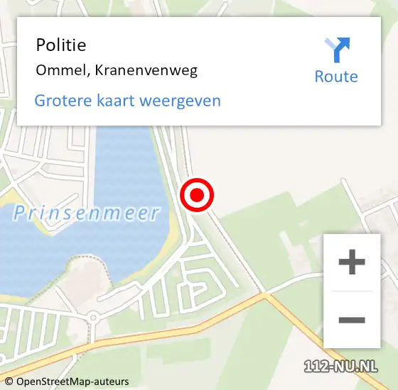 Locatie op kaart van de 112 melding: Politie Ommel, Kranenvenweg op 20 december 2017 12:18