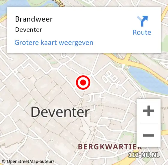 Locatie op kaart van de 112 melding: Brandweer Deventer op 20 december 2017 12:28