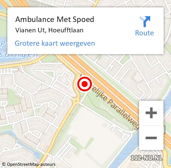 Locatie op kaart van de 112 melding: Ambulance Met Spoed Naar Vianen Ut, Hoeufftlaan op 20 december 2017 12:41