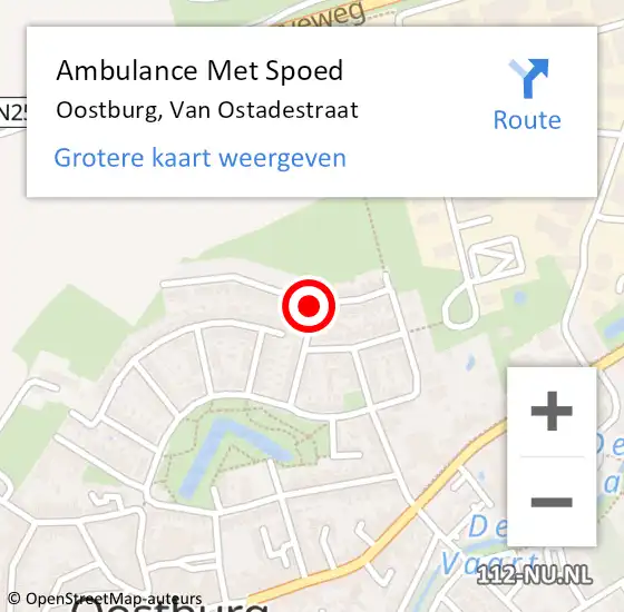 Locatie op kaart van de 112 melding: Ambulance Met Spoed Naar Oostburg, Van Ostadestraat op 20 december 2017 13:03