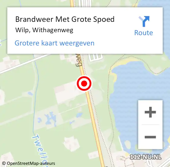 Locatie op kaart van de 112 melding: Brandweer Met Grote Spoed Naar Wilp, Withagenweg op 20 december 2017 13:08