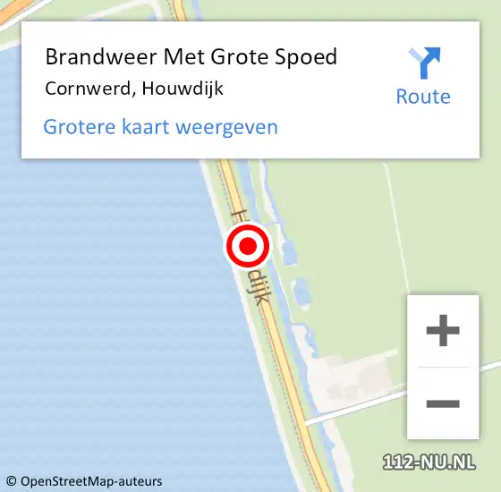 Locatie op kaart van de 112 melding: Brandweer Met Grote Spoed Naar Cornwerd, Houwdijk op 20 december 2017 13:12