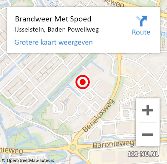 Locatie op kaart van de 112 melding: Brandweer Met Spoed Naar IJsselstein, Baden Powellweg op 20 december 2017 13:17