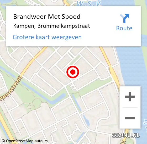 Locatie op kaart van de 112 melding: Brandweer Met Spoed Naar Kampen, Brummelkampstraat op 20 december 2017 13:22