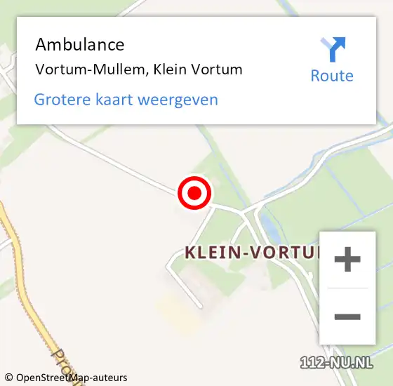 Locatie op kaart van de 112 melding: Ambulance Vortum-Mullem, Klein Vortum op 20 december 2017 13:25