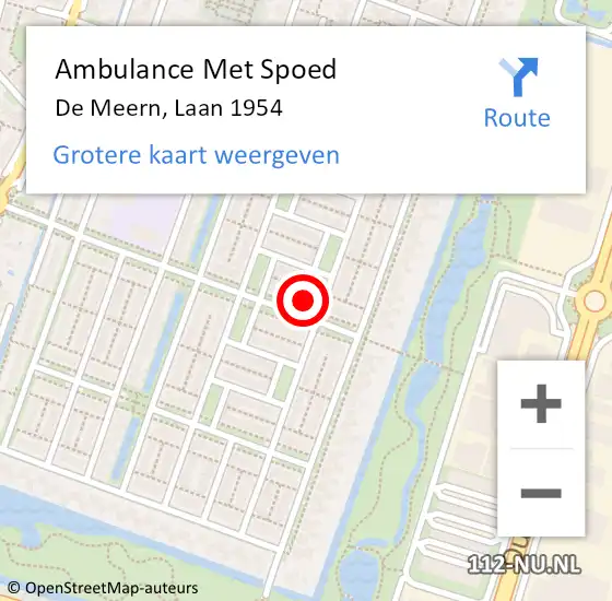 Locatie op kaart van de 112 melding: Ambulance Met Spoed Naar De Meern, Laan 1954 op 20 december 2017 13:35