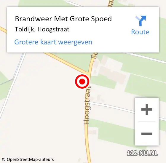 Locatie op kaart van de 112 melding: Brandweer Met Grote Spoed Naar Toldijk, Hoogstraat op 20 december 2017 13:53