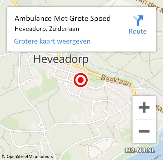 Locatie op kaart van de 112 melding: Ambulance Met Grote Spoed Naar Heveadorp, Zuiderlaan op 20 december 2017 14:21