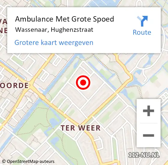 Locatie op kaart van de 112 melding: Ambulance Met Grote Spoed Naar Wassenaar, Hughenzstraat op 20 december 2017 15:15