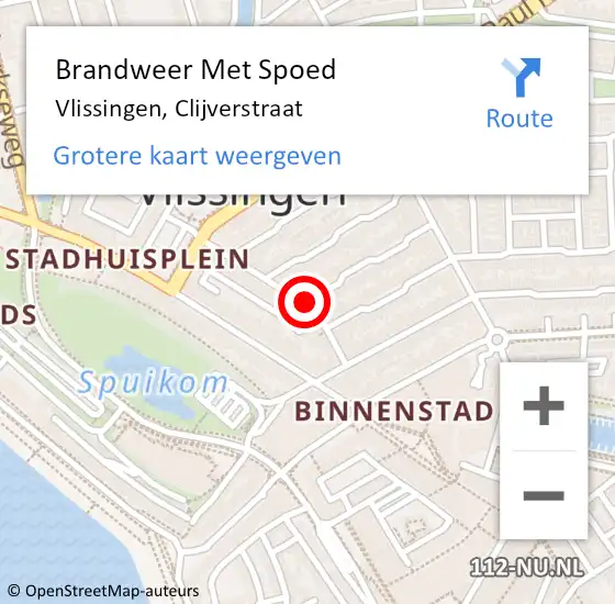 Locatie op kaart van de 112 melding: Brandweer Met Spoed Naar Vlissingen, Clijverstraat op 20 december 2017 15:18