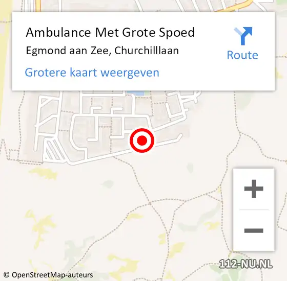 Locatie op kaart van de 112 melding: Ambulance Met Grote Spoed Naar Egmond aan Zee, Churchilllaan op 20 december 2017 15:41