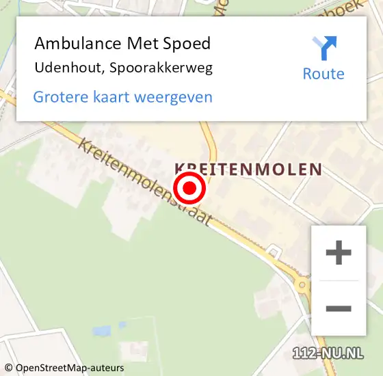 Locatie op kaart van de 112 melding: Ambulance Met Spoed Naar Udenhout, Spoorakkerweg op 20 december 2017 15:50