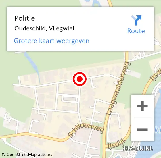 Locatie op kaart van de 112 melding: Politie Oudeschild, Vliegwiel op 20 december 2017 15:51