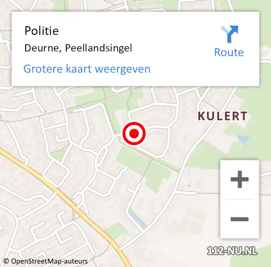 Locatie op kaart van de 112 melding: Politie Deurne, Peellandsingel op 20 december 2017 15:51