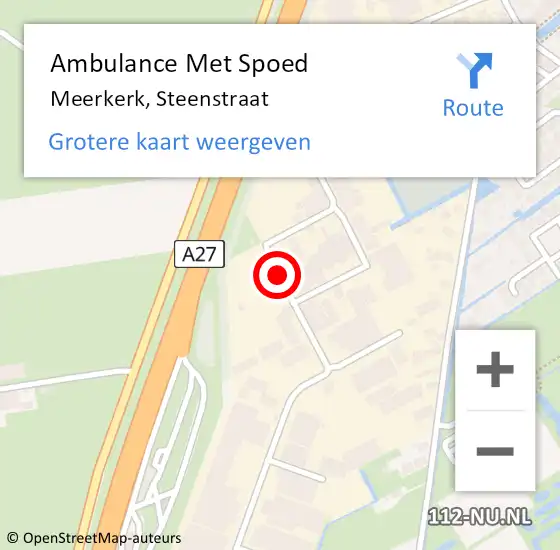 Locatie op kaart van de 112 melding: Ambulance Met Spoed Naar Meerkerk, Steenstraat op 20 december 2017 16:13