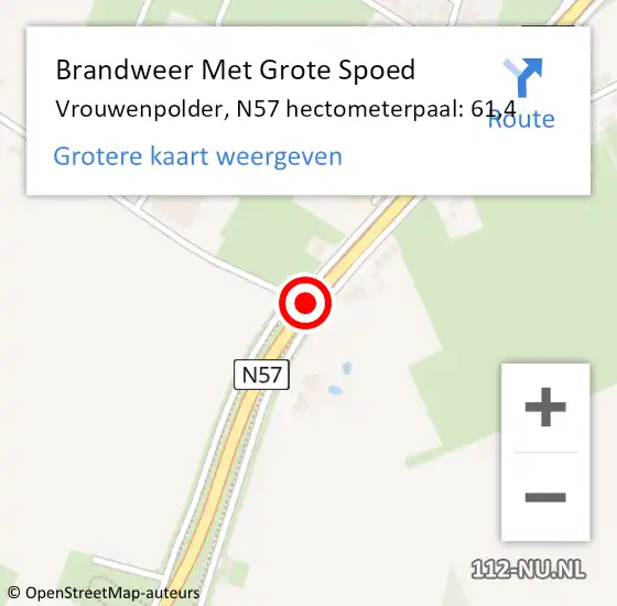 Locatie op kaart van de 112 melding: Brandweer Met Grote Spoed Naar Vrouwenpolder, N57 hectometerpaal: 71,3 op 20 december 2017 16:15