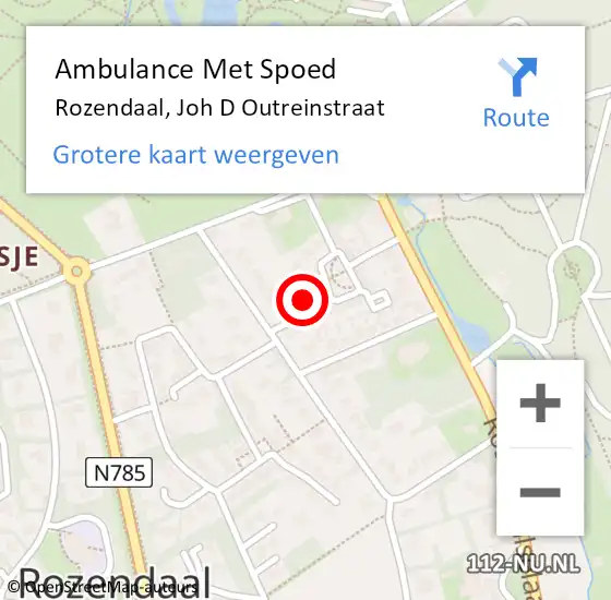 Locatie op kaart van de 112 melding: Ambulance Met Spoed Naar Rozendaal, Joh D Outreinstraat op 20 december 2017 17:19