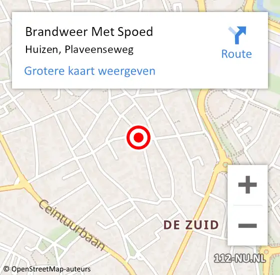 Locatie op kaart van de 112 melding: Brandweer Met Spoed Naar Huizen, Plaveenseweg op 20 december 2017 17:57