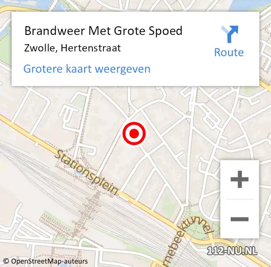 Locatie op kaart van de 112 melding: Brandweer Met Grote Spoed Naar Zwolle, Hertenstraat op 20 december 2017 18:09