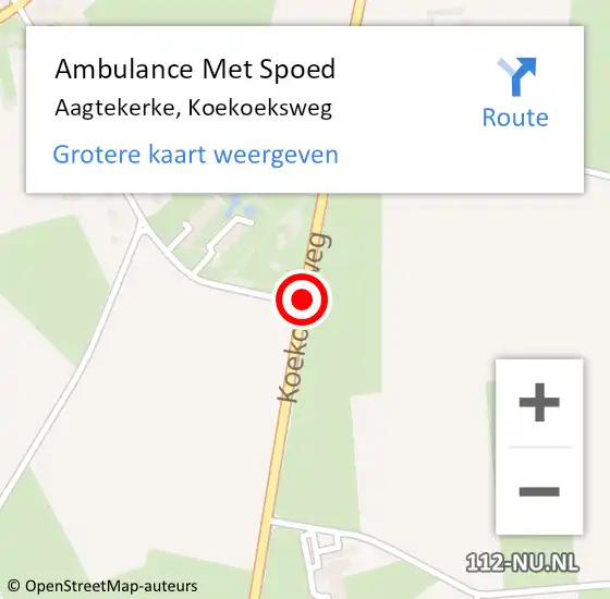 Locatie op kaart van de 112 melding: Ambulance Met Spoed Naar Aagtekerke, Koekoeksweg op 20 december 2017 18:10