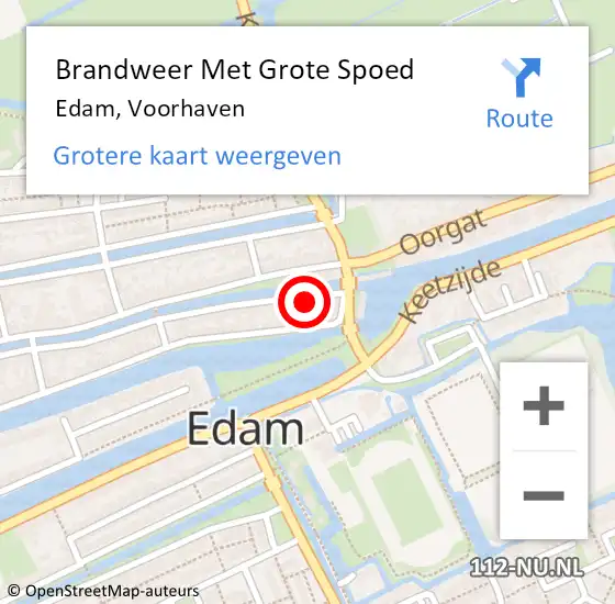 Locatie op kaart van de 112 melding: Brandweer Met Grote Spoed Naar Edam, Voorhaven op 20 december 2017 18:32