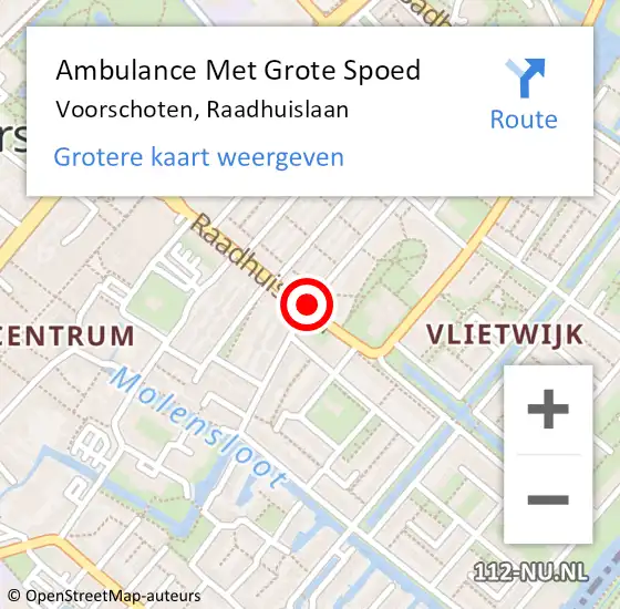 Locatie op kaart van de 112 melding: Ambulance Met Grote Spoed Naar Voorschoten, Raadhuislaan op 20 december 2017 18:47