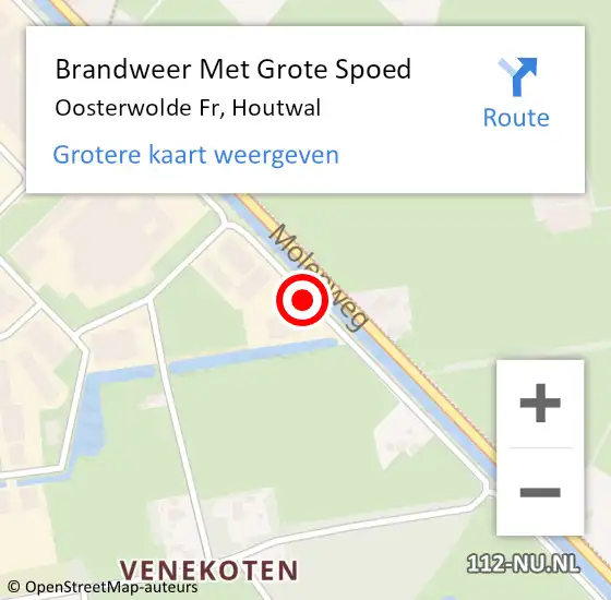 Locatie op kaart van de 112 melding: Brandweer Met Grote Spoed Naar Oosterwolde Fr, Houtwal op 20 december 2017 18:55