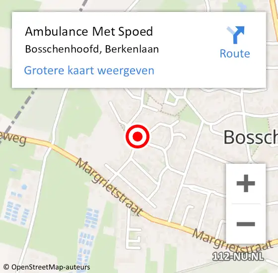 Locatie op kaart van de 112 melding: Ambulance Met Spoed Naar Bosschenhoofd, Berkenlaan op 20 december 2017 19:33