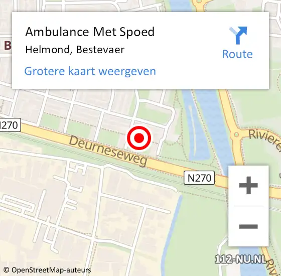 Locatie op kaart van de 112 melding: Ambulance Met Spoed Naar Helmond, Bestevaer op 20 december 2017 20:05