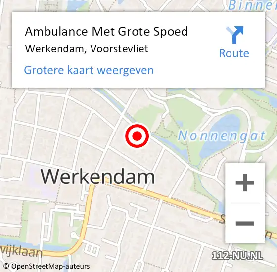 Locatie op kaart van de 112 melding: Ambulance Met Grote Spoed Naar Werkendam, Voorstevliet op 20 december 2017 21:32