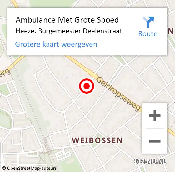 Locatie op kaart van de 112 melding: Ambulance Met Grote Spoed Naar Heeze, Burgemeester Deelenstraat op 20 december 2017 21:33