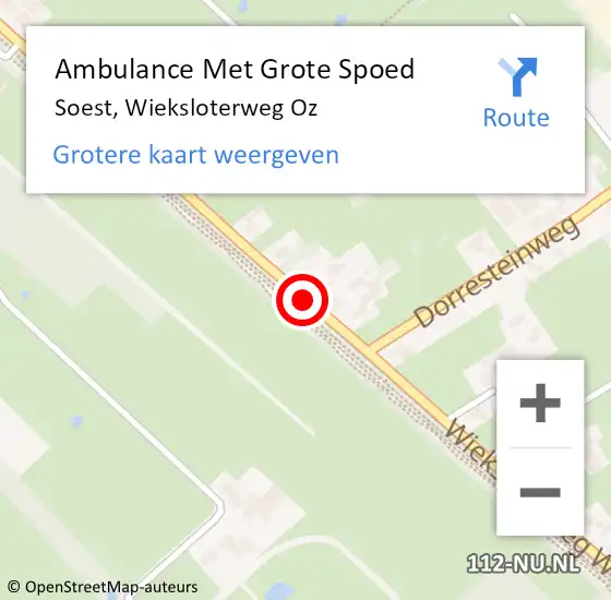 Locatie op kaart van de 112 melding: Ambulance Met Grote Spoed Naar Soest, Wieksloterweg Oz op 20 december 2017 22:05