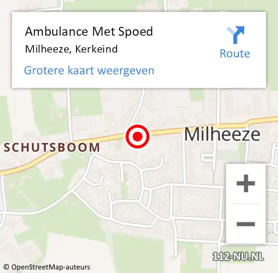 Locatie op kaart van de 112 melding: Ambulance Met Spoed Naar Milheeze, Kerkeind op 20 december 2017 23:45