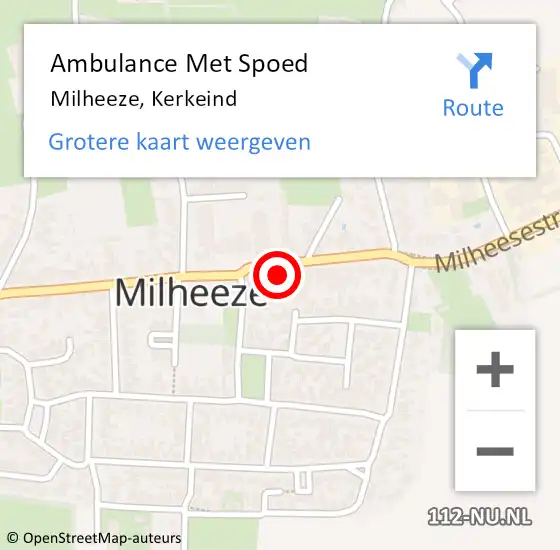 Locatie op kaart van de 112 melding: Ambulance Met Spoed Naar Milheeze, Kerkeind op 20 december 2017 23:46