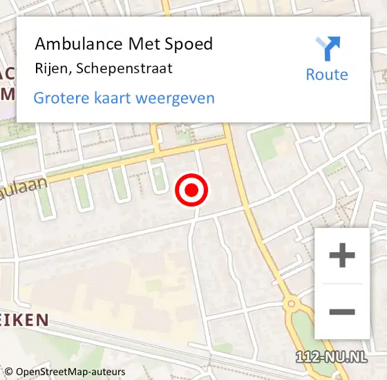 Locatie op kaart van de 112 melding: Ambulance Met Spoed Naar Rijen, Schepenstraat op 21 december 2017 00:12