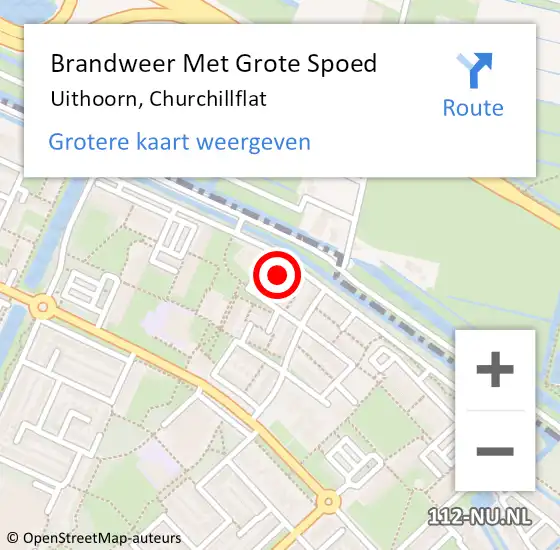 Locatie op kaart van de 112 melding: Brandweer Met Grote Spoed Naar Uithoorn, Churchillflat op 21 december 2017 00:12