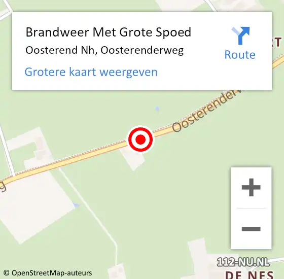 Locatie op kaart van de 112 melding: Brandweer Met Grote Spoed Naar Oosterend Nh, Oosterenderweg op 21 december 2017 08:17