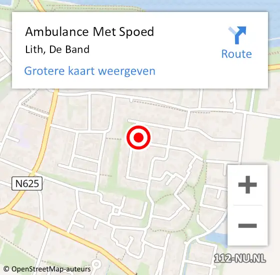 Locatie op kaart van de 112 melding: Ambulance Met Spoed Naar Lith, De Band op 21 december 2017 08:31