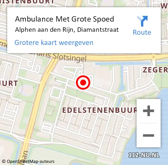 Locatie op kaart van de 112 melding: Ambulance Met Grote Spoed Naar Alphen aan den Rijn, Diamantstraat op 21 december 2017 08:41