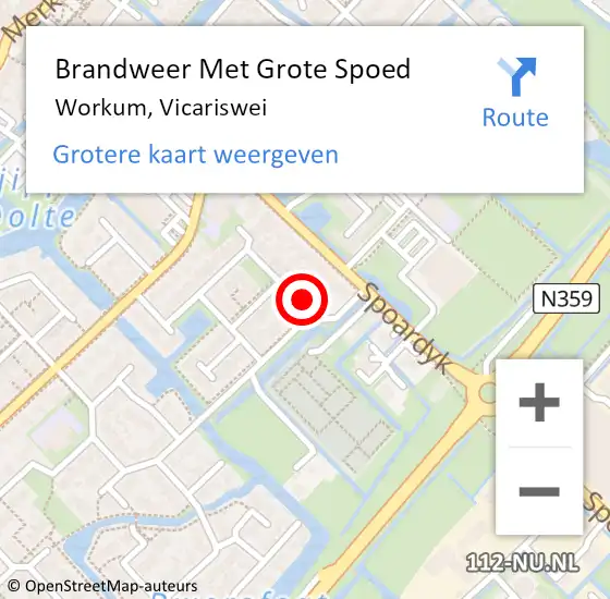 Locatie op kaart van de 112 melding: Brandweer Met Grote Spoed Naar Workum, Vicariswei op 21 december 2017 09:15