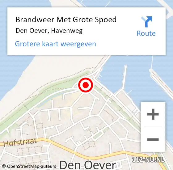 Locatie op kaart van de 112 melding: Brandweer Met Grote Spoed Naar Den Oever, Havenweg op 10 februari 2014 15:49