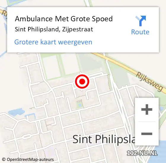 Locatie op kaart van de 112 melding: Ambulance Met Grote Spoed Naar Sint Philipsland, Zijpestraat op 21 december 2017 10:08