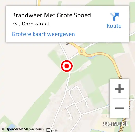 Locatie op kaart van de 112 melding: Brandweer Met Grote Spoed Naar Est, Dorpsstraat op 21 december 2017 10:36