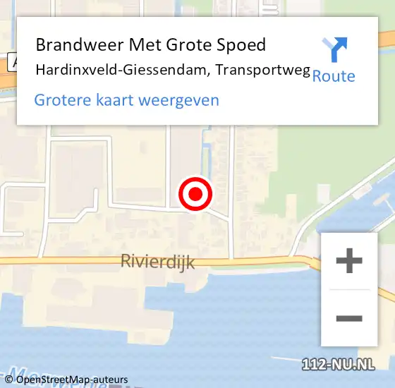 Locatie op kaart van de 112 melding: Brandweer Met Grote Spoed Naar Hardinxveld-Giessendam, Transportweg op 21 december 2017 11:49