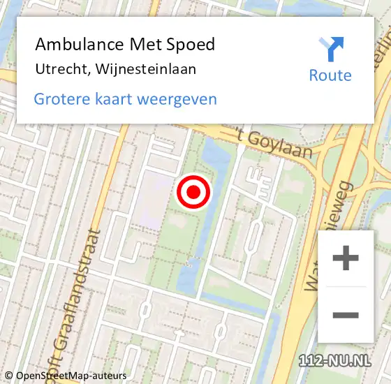 Locatie op kaart van de 112 melding: Ambulance Met Spoed Naar Utrecht, Wijnesteinlaan op 21 december 2017 12:11