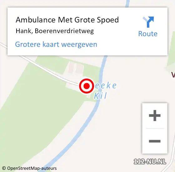 Locatie op kaart van de 112 melding: Ambulance Met Grote Spoed Naar Hank, Boerenverdrietweg op 21 december 2017 12:13