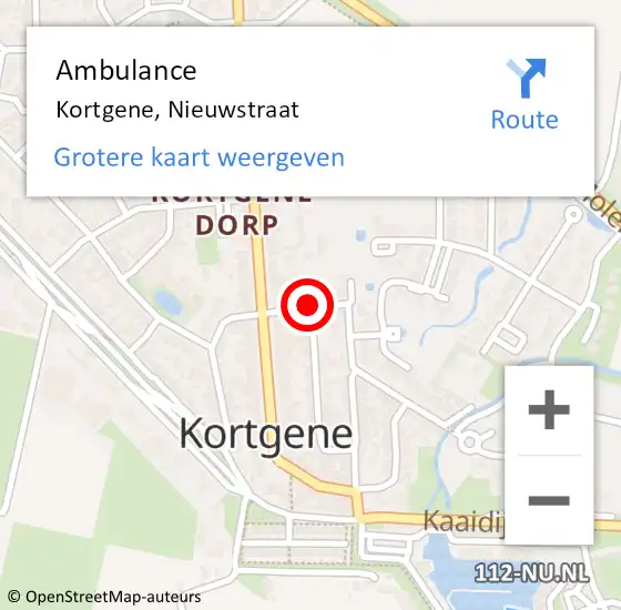 Locatie op kaart van de 112 melding: Ambulance Kortgene, Nieuwstraat op 21 december 2017 12:14